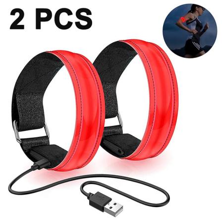 2-pack löparljus för löpare Uppladdningsbart LED-armband