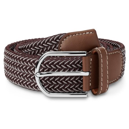 Flex | Brown and White Elastic Knitted Canvas Belt for Men - Elastic Belts