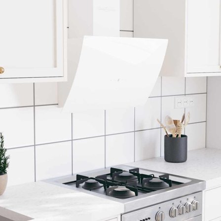 vidaXL Köksfläkt 60 cm stål och härdat glas vit