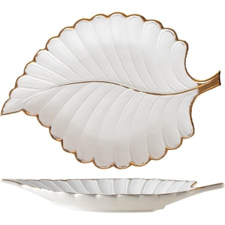 Dekorativ Blad Nøkkelskål Hvit Smykkeskål Dekorativ Keramisk Skål for Nøkler Smykker Porselen Dekorativ Skål Gaveplate