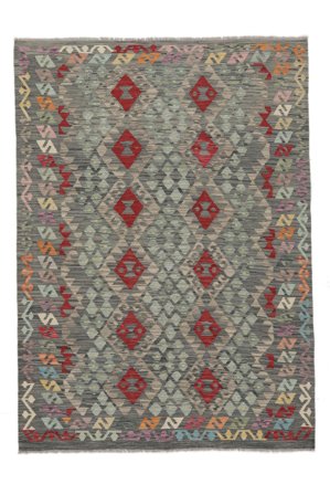 Hand Woven Kilim Afghan Old Style Rug 154X209 Wool Dark Yellow/Black Small