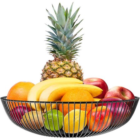 Fruktskål Svart Metall Fruktkorg Rund Trådkorg Fruktskålar