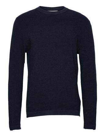 Slhrocks Ls Knit Crew Neck Neulepaita Pyöreä Kaula-aukko Sininen Selected Homme