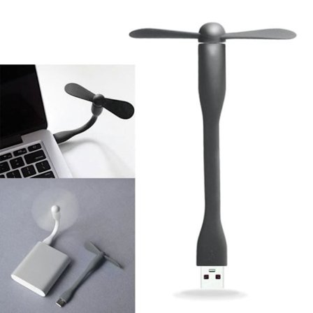 Mini USB Ventilator - YIOU - Fleksibel - 22 dB - Blade i silicone - Sort