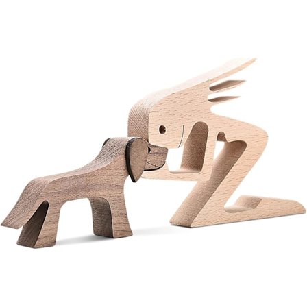 Træ Hundegave til Hundeelsker, Træ Udskåret Hund, Hundestatue Træ Små Dekorationer til Hjem, Kontor, Stue