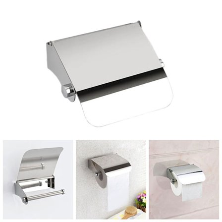 Toalettpappershållare i rostfritt stål med lock toalett badrum vägg rullhållare pappersrulle