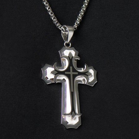 Layered Cross Necklace for Men - Steel necklaces