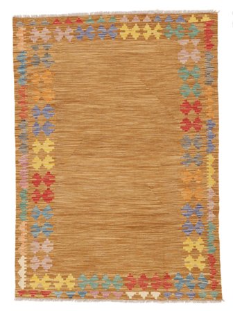 Hand Woven Kilim Afghan Old Style Rug 121X170 Wool Brown/Dark Grey Small