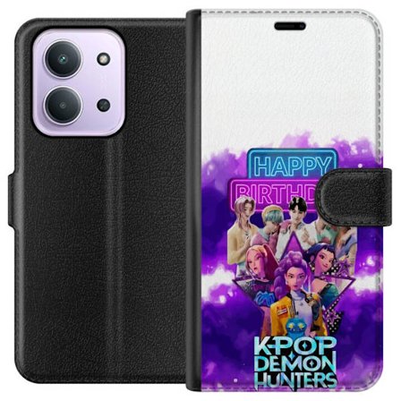 Kompatibelt Plånboksfodral till Xiaomi Xiaomi Redmi 15C HuntrX Neon Beats motiv med KPop Demon Hunters i en futuristisk stadsmiljö, neonljus, musik