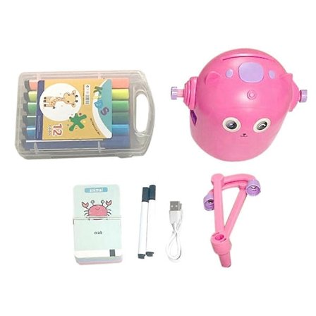 Interaktiv pedagogisk tegnerobot, 100 tegnekort, intelligent tegnerobot, tidlig pedagogisk tegnerobot rosa