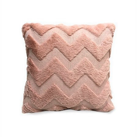 45*45cm putetrekk laget av kunstig ull og fløyel, myk plysj dekorativ putevar med bølgemønster, lyse rosa putetrekk for sofa Bare putetrekket 