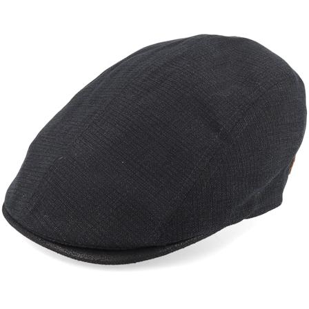 MJM Hats - Svart flatcap Caps - Daffy 3 Cotton Pouch Black Flat Cap @ Hatstore