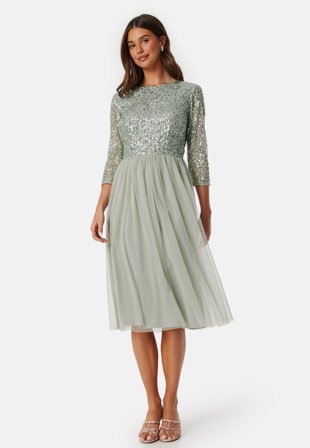 AngelEye - Sequin Bodice Mid Dress - Light green