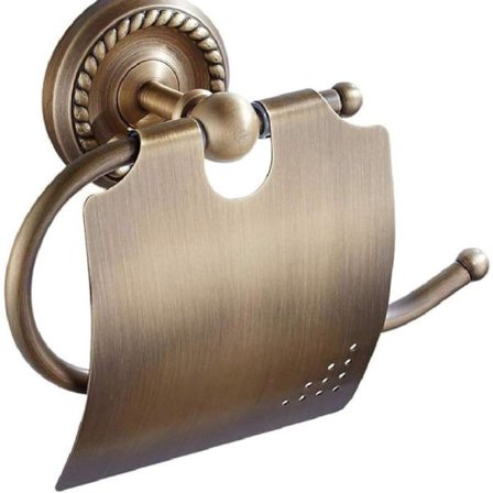 Toalettpappershållare i vintage mässing med lock (antik mässing)