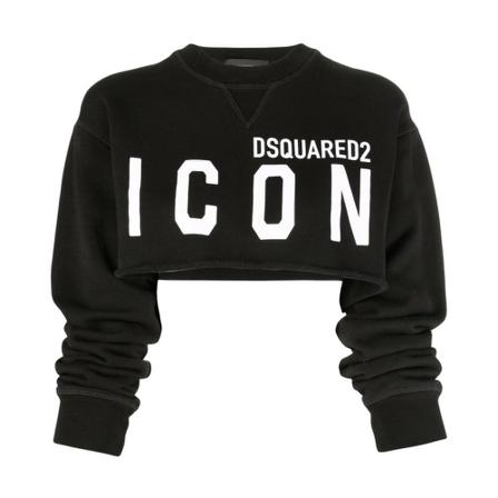 Dsquared2 Cropped Sweatshirt With Logo Sort, Dame Sweatshirts