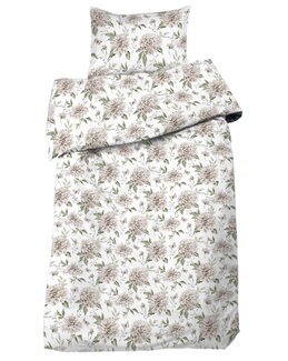 Sengetøysett Sateng Bukett med trykt blomstermotiv 2 deler Lin