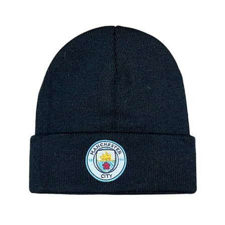 Fotbollsfans Klubb Emblem Stickad Vintermössa Stretch Beanie Manchester City - Svart