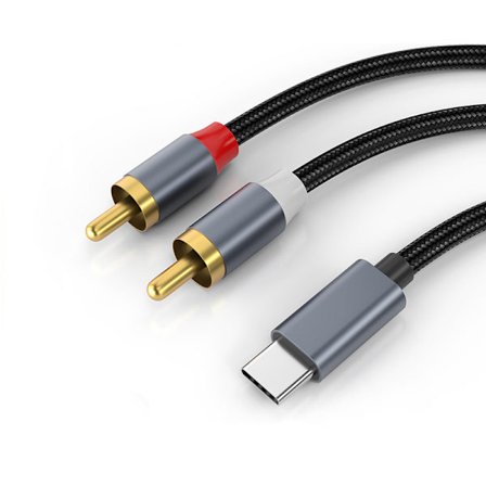 INF USB-C til 2x RCA stereo lydkabel Grå 1,2 m