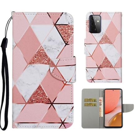 Wonderland Samsung Galaxy A72 5G Flip etui - Triangle and Rhombus Pink