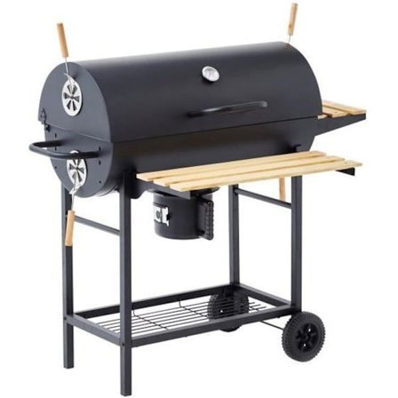 COOKING BOX Kolgrill MIKE - 115x66x106 cm - 2 kromade stållister - Grillyta: 71x35 cm - Svart