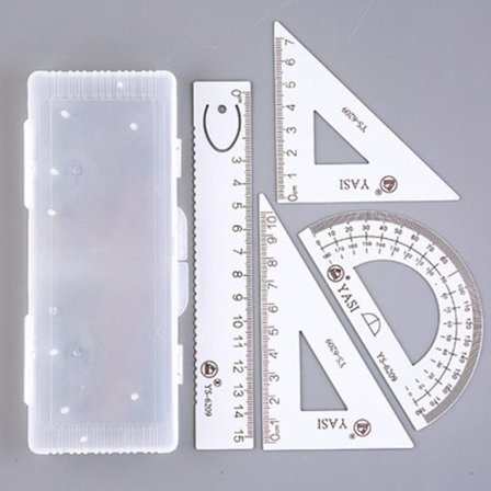 4 kpl / set Piirustustyökalut Math Geometry Tool VALKOINEN