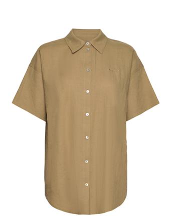 Saccars Shirt Unisex Kortermet Skjorte Brun Résumé*Betinget Tilbud
