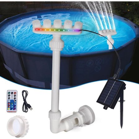 Solfontene med 7 fargeskiftende LED-lys for bassenger - Poolfontene Foss for avslapning og nedkjøling_OF