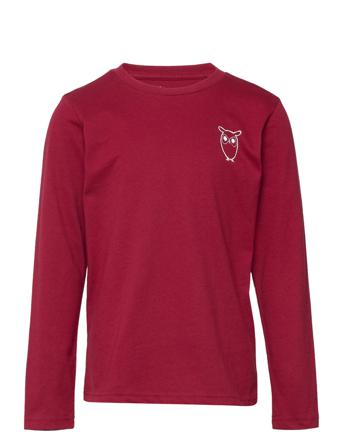 Owl Long Sleeve T-Shirt - Gots/Vega T-shirts Long-sleeved T-shirts Röd Knowledge Cotton Apparel