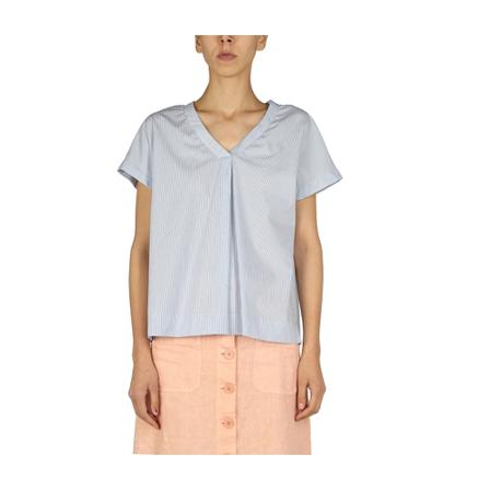 Aspesi, V-Neck Top Blauw, Dames, Maat:XS,gestreept