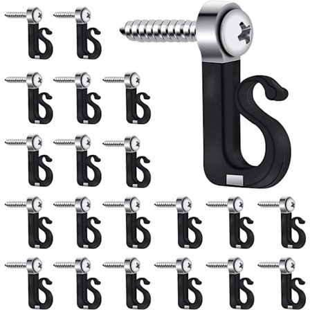 Skruvöglor, 20-pack utomhus inomhus ljusstativ krokar med borr krokar för enkel frigöring av utomhus LED ljusslingor