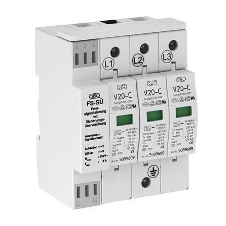 Obo Bettermann 5096251 Overspenningsvern med fjernindikering 3 ledere, Stikkontakter & kabler
