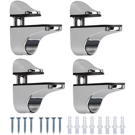 Glasshyllefester for vegg, 4-pakning justerbare