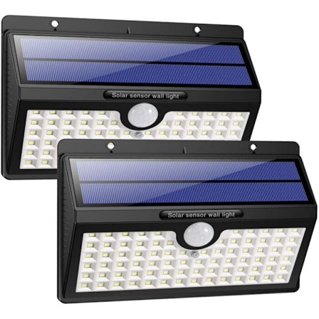 Udendørs solcellelampe [Energibesparende version] 2-pak 78 LED 180° Bevægelsessensor Vandtæt belysning Trådløs spotlys Kraftig sikkerhed til have