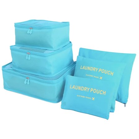 6 stk. Rejsearrangører Pakkeposer Pakkekuber Sæt Slidstærke Rejse Bagage Arrangører Kuffert Opbevaringsposer Kompressionsposer