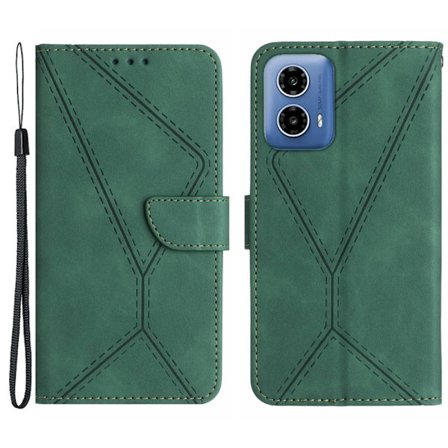 SKALO Motorola Moto E14 4G Kohokuvioitu PU Nahka Lompakkokotelo - Vihreä