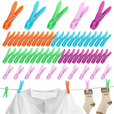 Pakke med 50 tøjklemmer, tøjklemmer uden tryk, tøjklemmer plastik stærkt greb tøjklemmer til tørresnor, håndklæde