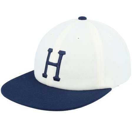 HUF - Vit snapback Keps - Set Classic H 6 Panel Hat Linen/Navy Strapback @ Hatstore
