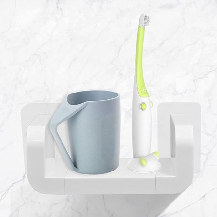 Hvide vægmonterede badeværelseshylder, ingen boring selvklæbende vægopbevaringshylde, vandtæt sugekop flydende U-formede væghylder forsyninger (Smal