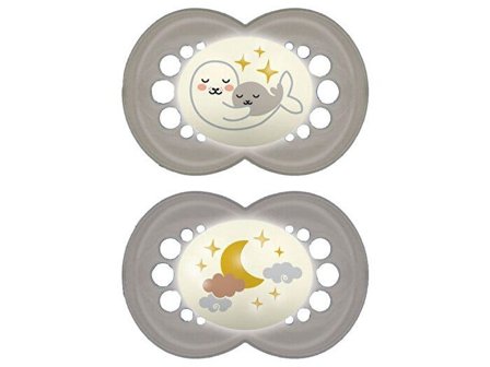 Mam Night Succhietto Silicone Neutro 2 Pezzi 6 Mesi+