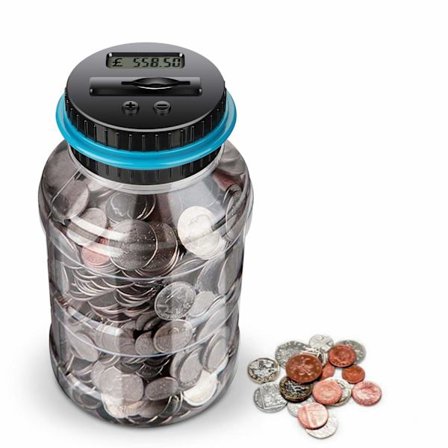 Digitaalinen kolikkopankki, digitaalinen laskenta rahapankki, iso säästölipas kolikkopankki lahjaksi jouluksi, syntymäpäiväksi, uudeksi vuodeksi