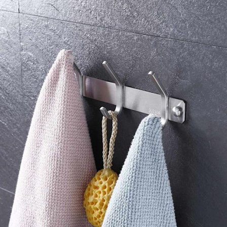 Væg Knagerække 3 Kroge Frakke Kroge Håndklæde Kroge Badeværelse Køkken Frakker Badekåbe SUS 304 Rustfrit Stål Sølv