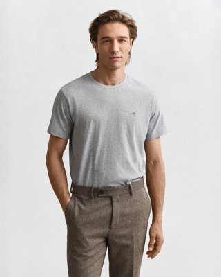 GANT - Klassisk t-skjorte i regular-fit til herre grey melange