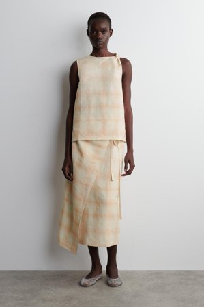 COS Women's Top De Cuadros Con Detalle Retorcido in Naranja