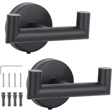 To-delt badeværelseskrog vægmonteret håndklædeholder - sort