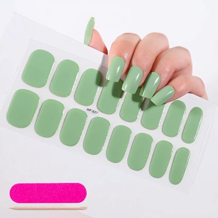 16 Tips Semi-Härdade Gel Nagelstickers Ren Färg UV/LED Lampa Gel Nagellack Wraps Långvarig Full Täckning Gel Sticker Nageldekoration##