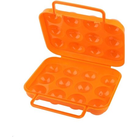 12 Slots Æggebakke til Køleskab, Æggebakke med Låg, Æggebakke Æg Opbevaringsboks til Camping Bbq(Orange)
