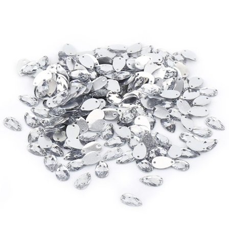 Dråbeformet Resin Flatback Sy Rhinestone - 200 stk (Hvid)