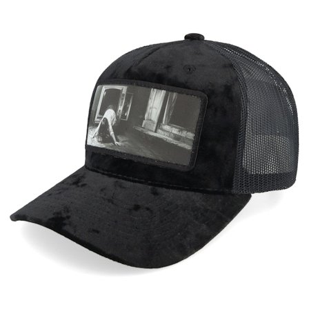 Scenes - Tv Broken Velvet Black/Black A-frame Trucker Trucker Black Cap - @ Hatstore