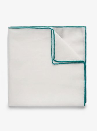 John Henric Men's Green & White Pocket Square Linen Size Onesize