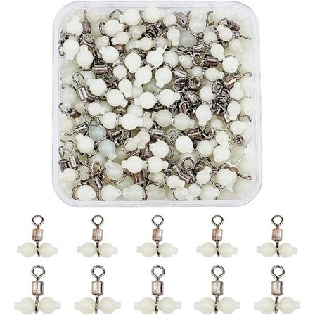 100 stycken 2 storlekar 3-vägs fiskeswirlar med lysande pärla